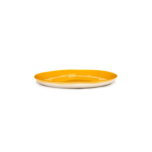 Serax Feast Collectie By Ottolenghi Sunny Yellow Swirl Stripes Wit Bord M l22,5 x b22,5 x h2 cm