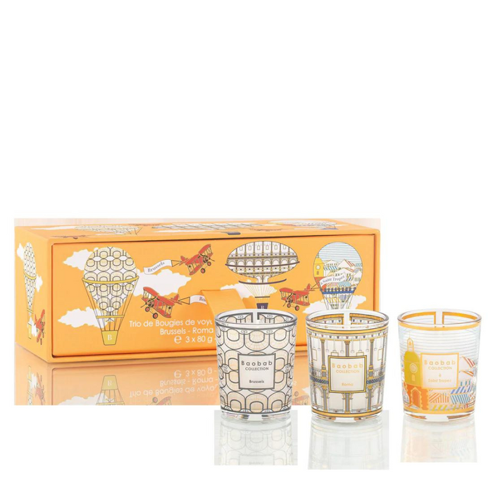 Baobab Collection Trio Travel Candles My First Baobab Brussels-Roma-Saint-Tropez