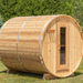 Leisurecraft Barrel Sauna Panoramic View Red Knotty ø 213 x l 310 cm Package Deal