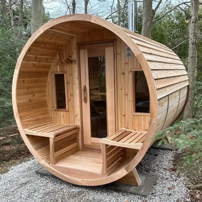 Leisurecraft Barrel Sauna Red Cedar Knotty ø 213 x l 310 cm Package Deal