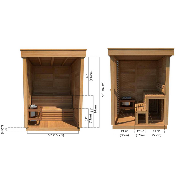 Leisurecraft Pure Cube Sauna Red Cedar Knotty 168 x 168 cm Package Deal