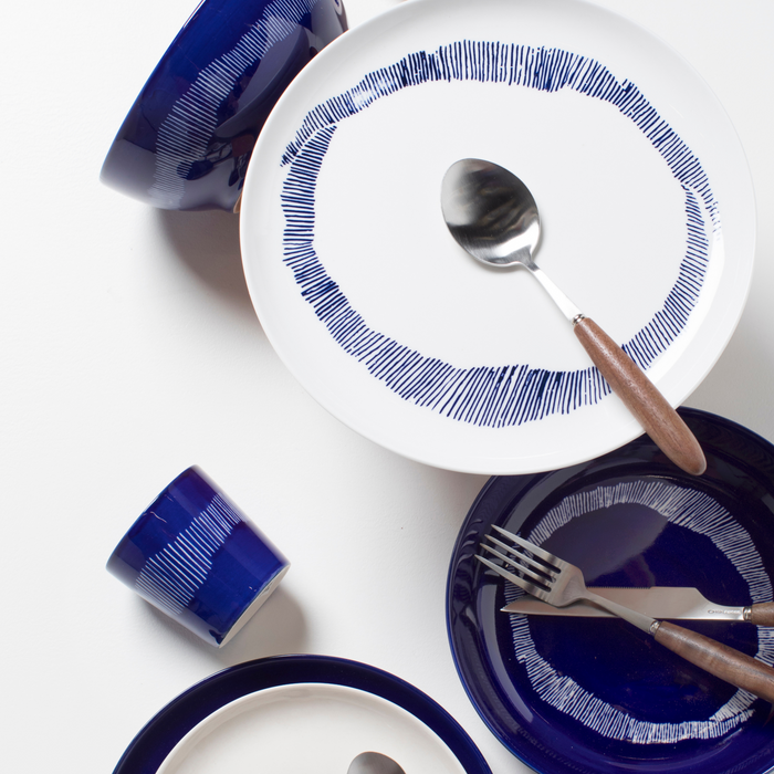 Serax Feast Collectie By Ottolenghi Lapis Lazuli Swirl Stripes Wit Espressokopje 15 cl l7 x b7 x h6 cm