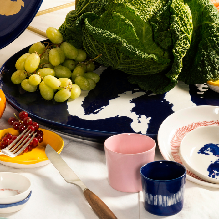 Serax Feast Collectie By Ottolenghi Lapis Lazuli Swirl Stripes Wit Espressokopje 15 cl l7 x b7 x h6 cm