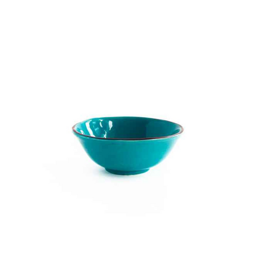 Val Pottery Kom Inez Turquoise/Donkerrode Lijn d15xh6 cm