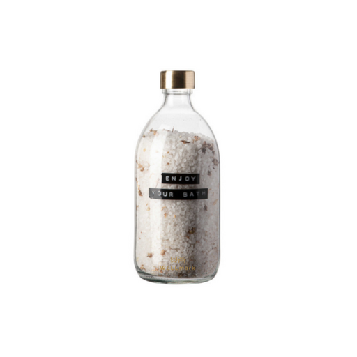 Wellmark Badzout 'Enjoy your bath' Kamille Transparant Glas Messing Dop 500 ml