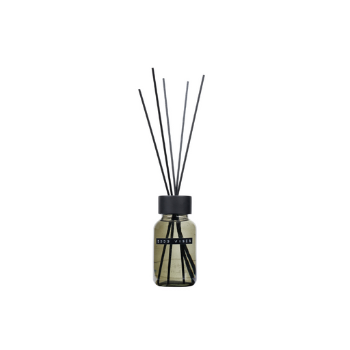 Wellmark Fragrance Diffuser 'Good vibes' Dark Amber Smokey Glas Zwarte Ring 200 ml