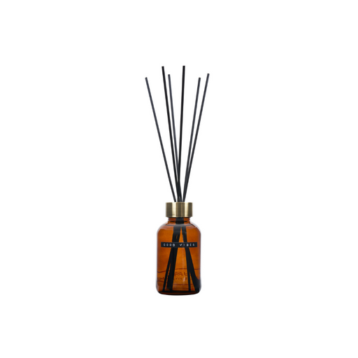 Wellmark Fragrance Diffuser Maxi 'Good vibes' Cedarwood Bruin Glas Messing Ring 500ml