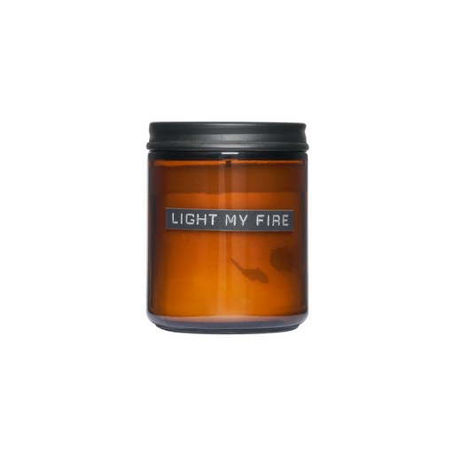 Wellmark Grote Geurkaars 'Light my fire' Cedarwood Bruin Glas Zwarte Dop Medium