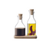 LSA Serve Oil & Vinegar Set & Oak Houten Basis L 15cm Clear