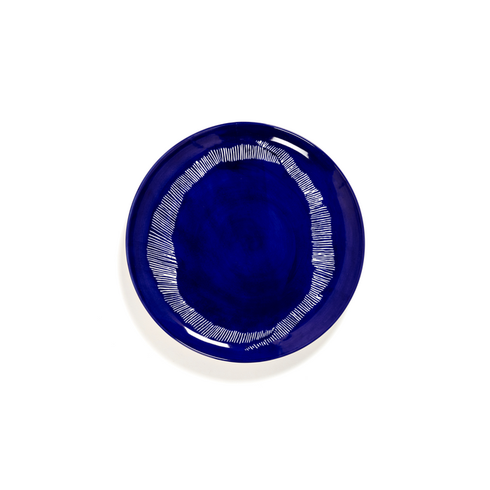 Serax Feast Collectie By Ottolenghi Lapis Lazuli Swirl Stripes Wit Bord L l26,5 x b26,5 x h2 cm