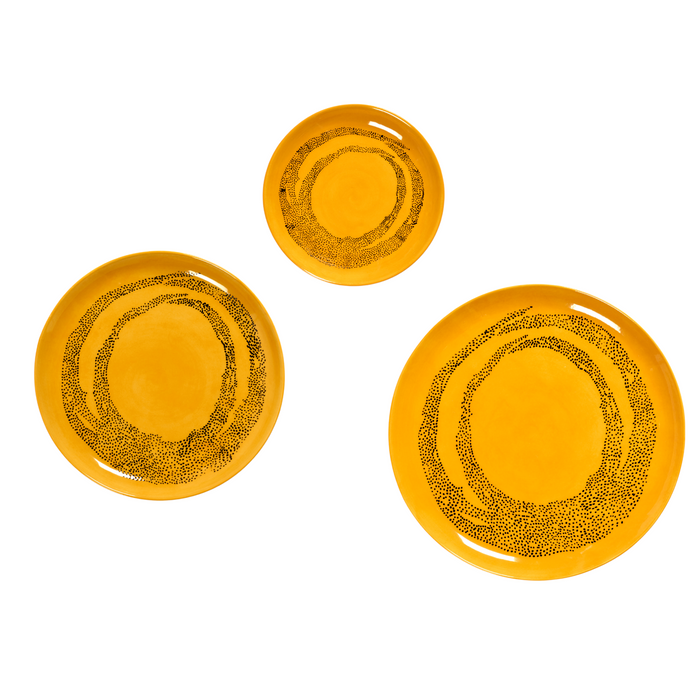 Serax Feast Collectie By Ottolenghi Sunny Yellow Swirl Dots Zwart Bord XS l16 x b16 x h2 cm