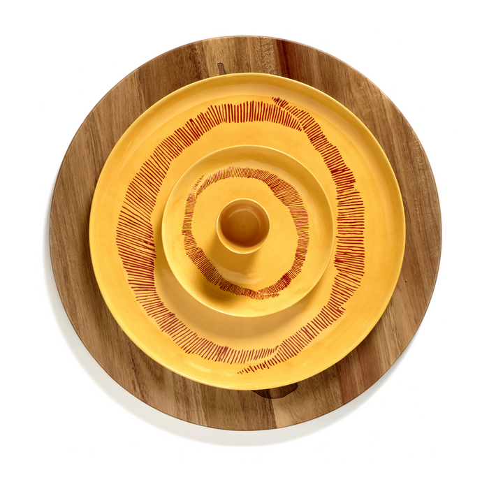 Serax Feast Collectie By Ottolenghi Sunny Yellow Swirl Stripes Rood Bord S l19 x b19 x h2 cm