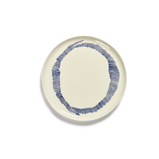 Serax Feast Collectie By Ottolenghi Wit Swirl Stripes Blauw Serveerbord l35 x b35 x h2 cm