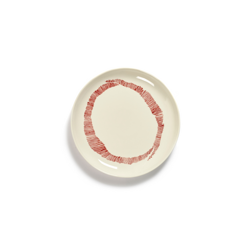 Serax Feast Collectie By Ottolenghi Wit Swirl Stripes Rood Bord S l19 x b19 x h2 cm